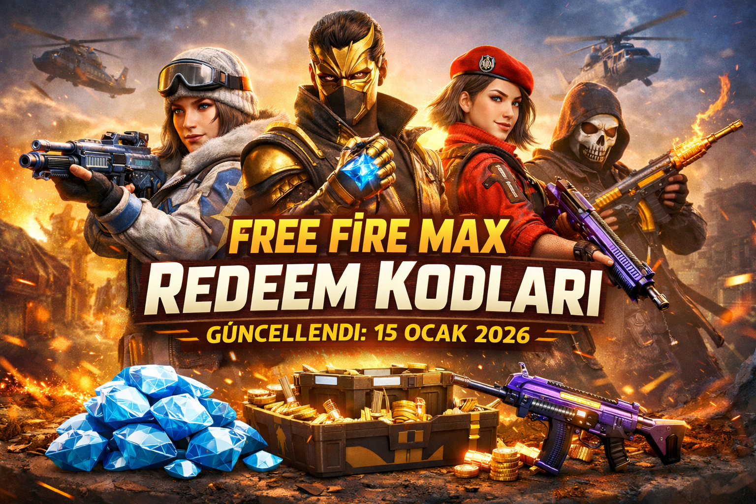 Garena, Free Fire Max oyuncuları için yeni redeem kodlarını paylaştı. 15 Ocak 2026 itibarıyla güncellenen bu kodlar sayesinde oyuncular, elmas harcamadan özel oyun içi ödüller kazanabiliyor. Kodlar sınırlı süreyle geçerli olduğu için hızlı davranmak büyük önem taşıyor.
